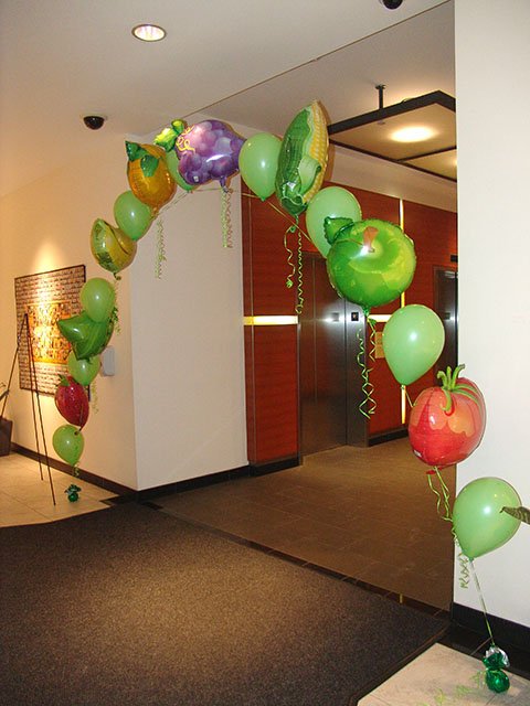 fruit and vegetables balloon arch denver